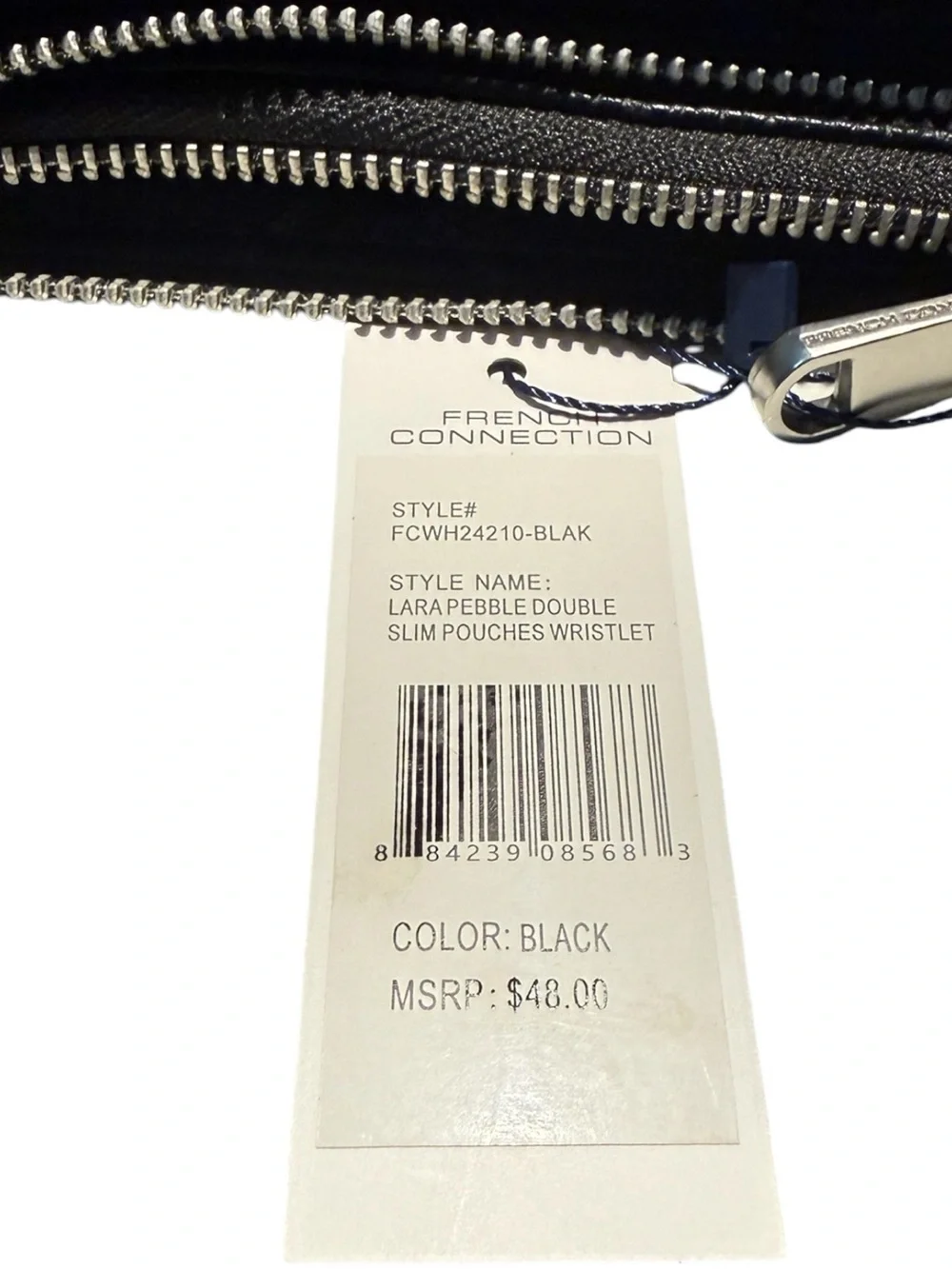 French Connection Lara Pebble Double Slim Pouches Wristlet Set | Black | NWT